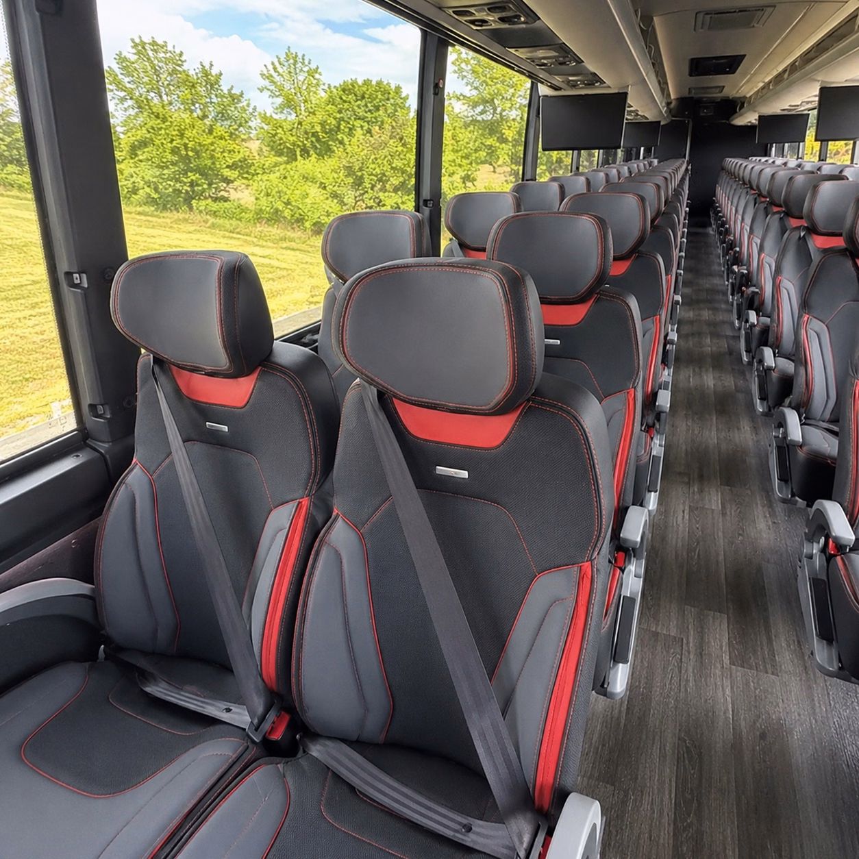 56 passenger charter bus inside